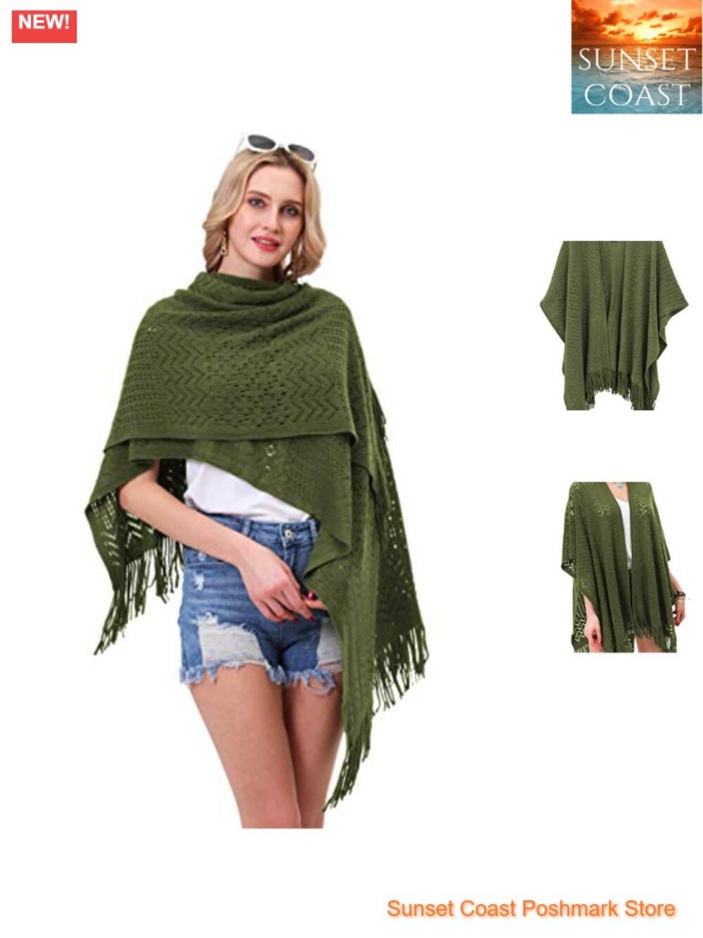 Soft Acrylic Knit Shawl Wrap Poncho Cardigan Cape Fringe Women's Plus Size